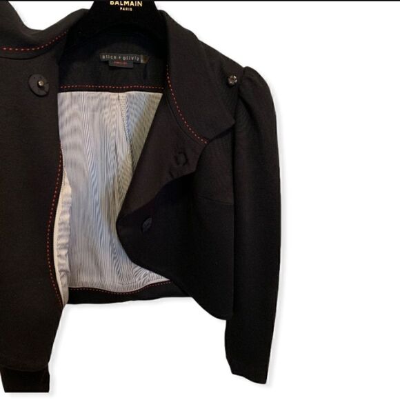 ❤️SOLD❤️Alice+Olivia Silk Bow Embellished Cropped Jacket - Picture 7 of 11